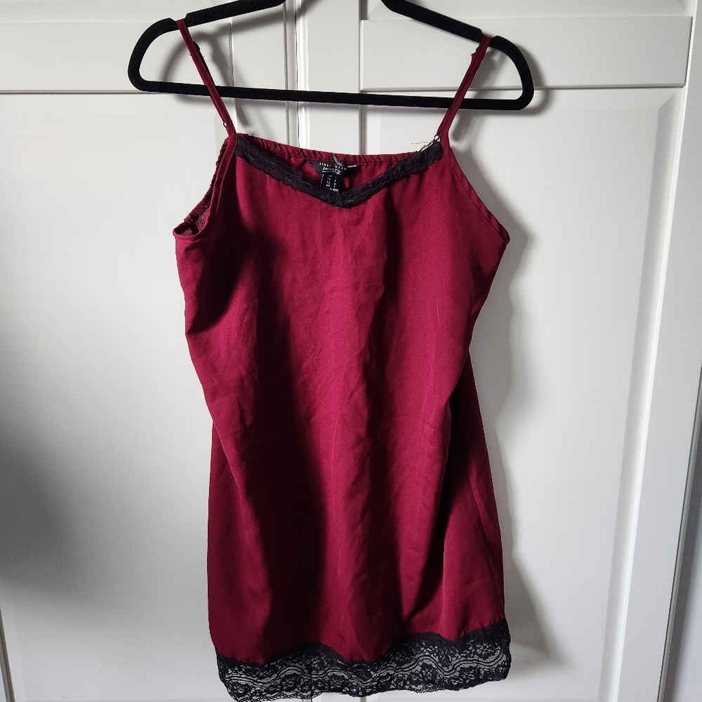 2/20$ STREETWEAR SOCIETY wine Red burgundy lace baby doll dress, Size L